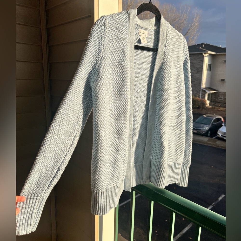 🆕 Nicole Miller New York Blue Open Front Textured Knit Cardigan Sweater Size XS - Picture 5 of 15